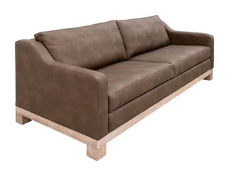 Modern Wooden Frame & Base Brown Sofa and Loveseat 