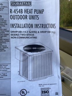 Durastar R-454B Heat Pump Installation Manual