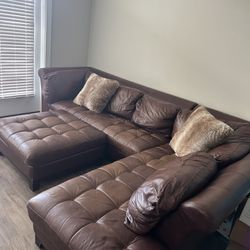 Sectional Couch & Ottoman- Genuine Leather 