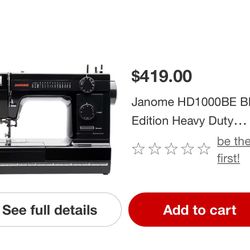 Janome HD1000BE Black Edition Heavy Duty Mechanical Sewing Machine