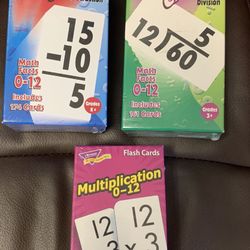 Math Flash Cards - Multiplication, Division, Subtraction 