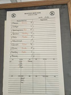 Boston Red SOX 2004 LINEUP CARD