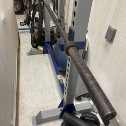Weight Rack With  Bar And Two Weight Plates 