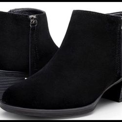 New Women's Synthetic Leather Suede Ankle Boots Fashion Booties with Inner Zipper