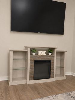 Fireplace with led lights and heat