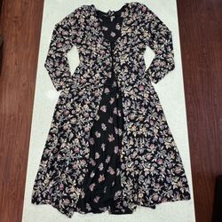 Vintage Long Sleeve Black Romantic Dress Floral Print Cottage Corset Prairie M  Stunning dress so many details!  Vintage  Starina Medium Long sleeve w