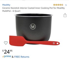 Ceramic Nonstick Interior Coated Inner Cooking Pot for Mealthy MultiPot - 6 Quart (no spatula)