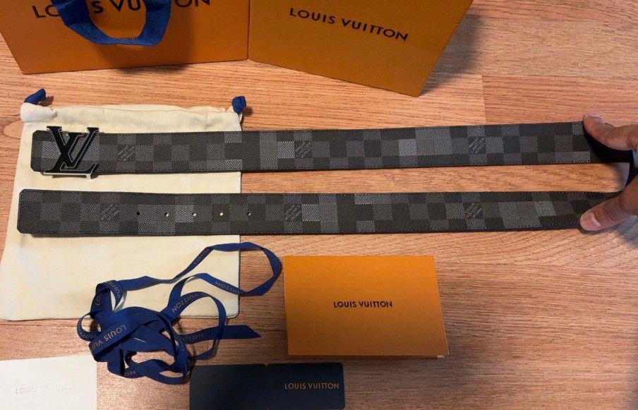 New Graphite Damier Reversible Belt