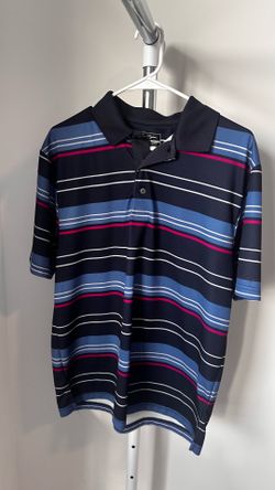 Stylish Ben Hogan Navy Striped Polo – Large – Performance Golf Shirt