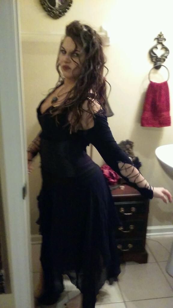 Harry Potter Halloween Costume, Homemade Bellatrix Costume With Necklace 
