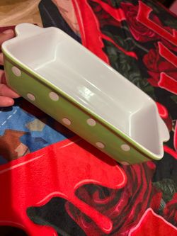 Green Polka Dot Ceramic Baking Dish