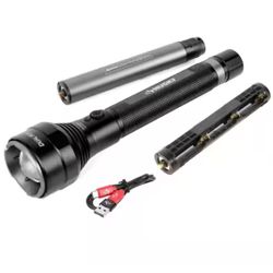 Husky 10000 Lumens Dual Power Focusing Aluminum Rechargeable Flashlight 