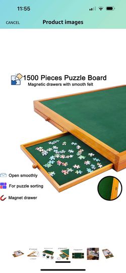 Jigitz 1500 Piece Jigsaw Puzzle Board Easel - Fold and Tilt Adjustable Felt Puzzle Board Tabletop Jigsaw Easel Board - 26 x 35 Portable Tabletop