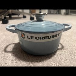 Le Creuset Cast Enamel Pot Cocotte Ronde Bear Knob 14 cm Coastal Blue