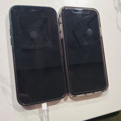 Unlocked iPhone 12 and iPhone 13 for sale with screen covers and cases