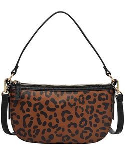 Fossil Leopard Print Coated Canvas Zip Crossbody