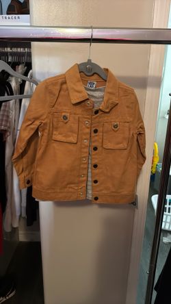 Brown jacket with a gray T-shirt size 3T