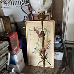 Vintage Adjustable Piano Lamp With Globe