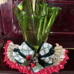 Vintage Green Hand Blown Glass Christmas Gift