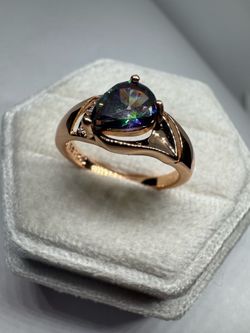Vintage 14K 585 Rolled Gold Mystic Topaz Ring Size 7