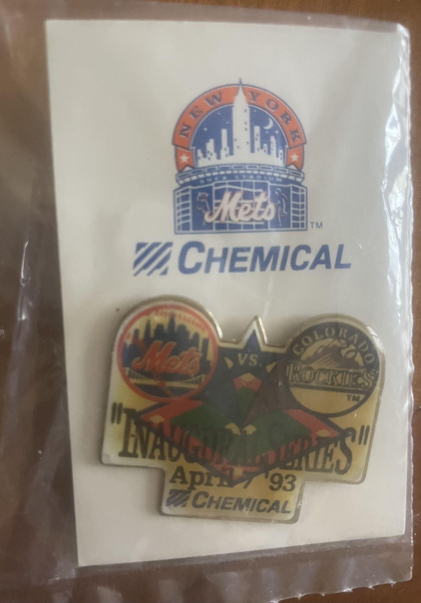 Two Mets pins by Chemical bank
