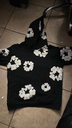 Black and white denim tear small