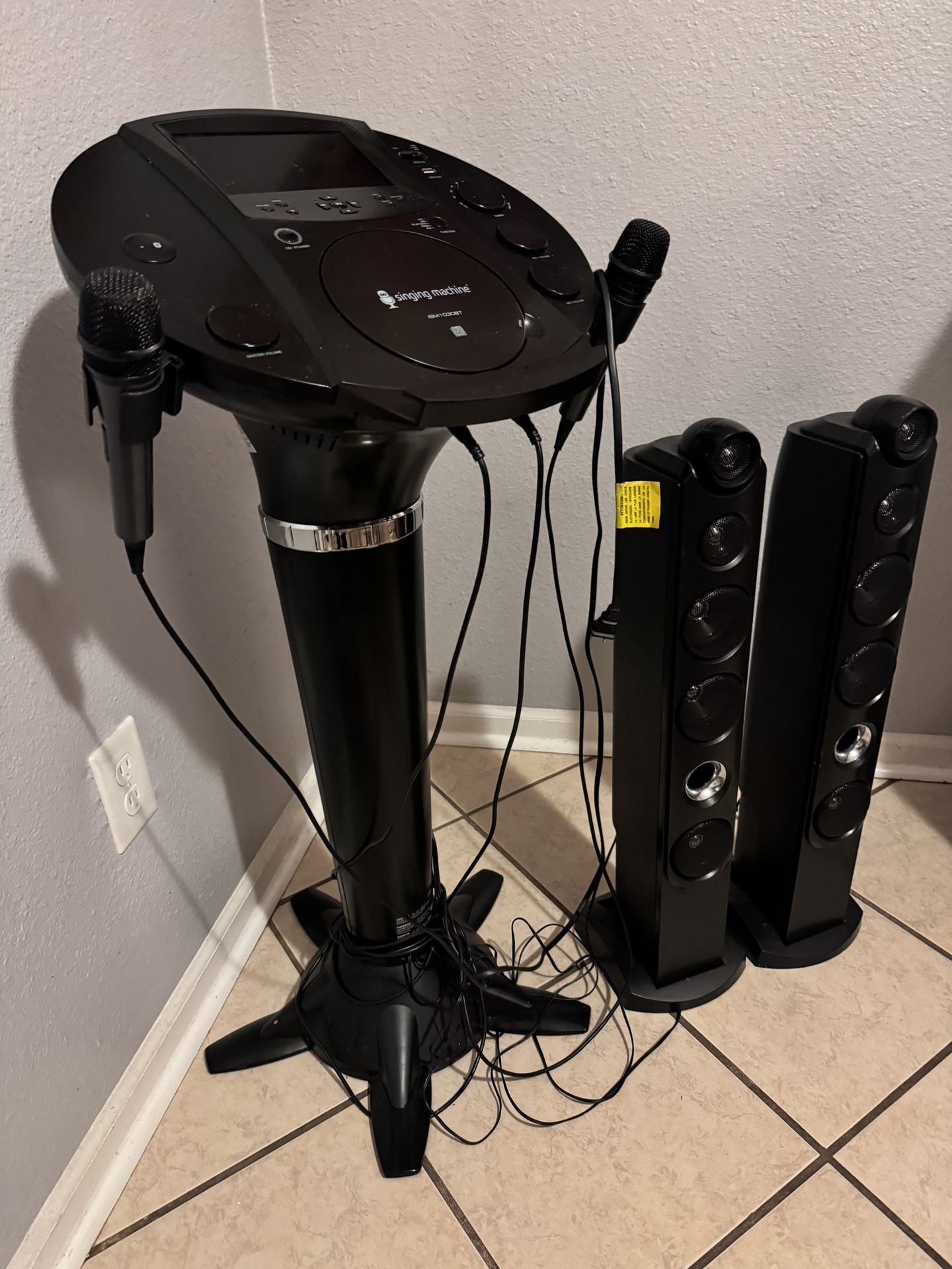 Singing Machine iSM1030BT Bluetooth Karaoke Pedestal, Karaoke Machine with Speakers, Black