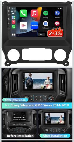 Car Stereo for Chevy Silverado GMC Sierra 2014-2018,10 inch Touch Screen Android 13 2GB+32GB Car Radio with CarPlay/Android Auto/BT/GPS/FM Support Ste