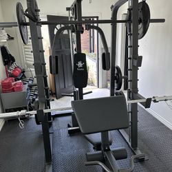 Vesta Fitness Smith Machine 2001 w/Bench Attachment | 230lb Bumpers Weights | 7ft Olympic Bar | Fitness | Gym Equipment | FREE DELIVERY 🚚 