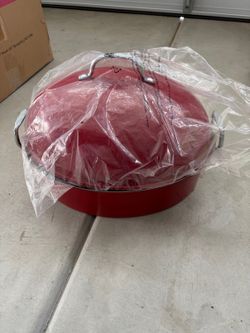 Extra Large Non-Stick Roaster with High Dome Lid & Rack — Fits 30 lb Turkey, Red