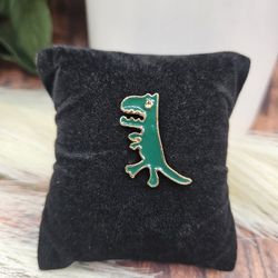 Green gold Dinosaur T-Rex Enamel Cartoon Brooch Pin approximate 1 1/8" long