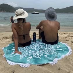 Green Round Beach Towel