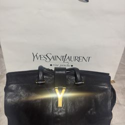 Yves Saint Laurent YSL Cabas Chyc Black Leather Satchel Saint Laurent Paris 100% Original !!