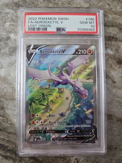 PSA 10 Pokemon TCG Lost Origin Aerodactyl V Alt Full Art Holo 180/196