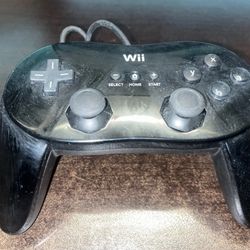 Official Nintendo Wii Pro Controller Classic Black RVL-005 OEM Tested Working