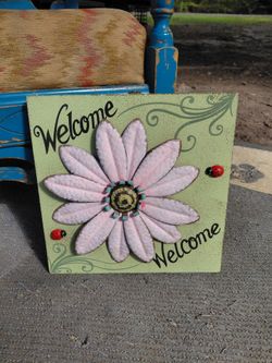 Wooden  wall decor 11 in x 11 in "Welcome" sign