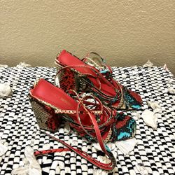 Wild Heat Snake Strap Heels