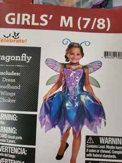 Way to celebrate dragonfly girl costume size medium 7/8