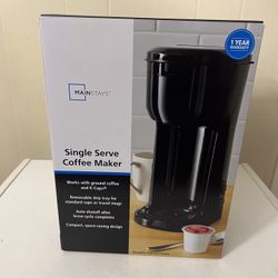 Mainstays Black Matte Single Serve Coffee Maker. Bought 29$ selling 15$ Brand New 