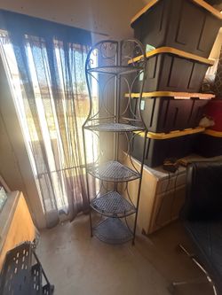 Tall metal corner shelf