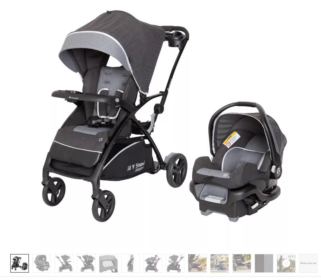Baby Trend Sit N' Stand in Shopper Stroller Travel System Gray