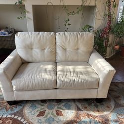 Loveseat Faux Leather Cream 
