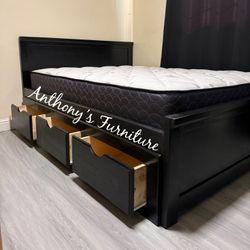 Queen Bed With Storage And Mattress 