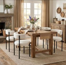 4 Dining Chairs with Upholstered Seat and Round Back, Mid-Century Modern Kitchen Chairs for Dining Room, Restaurant