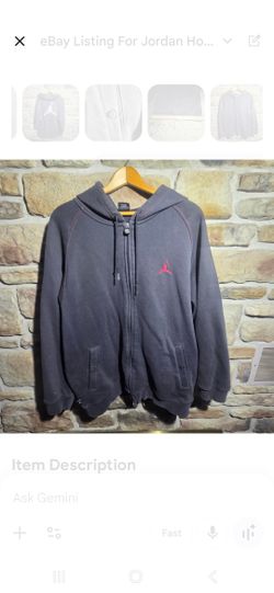 Vintage Jordan Jumpman Full Zip Hoodie Black Red Y2K Large Logo RN 56323 Men’s L