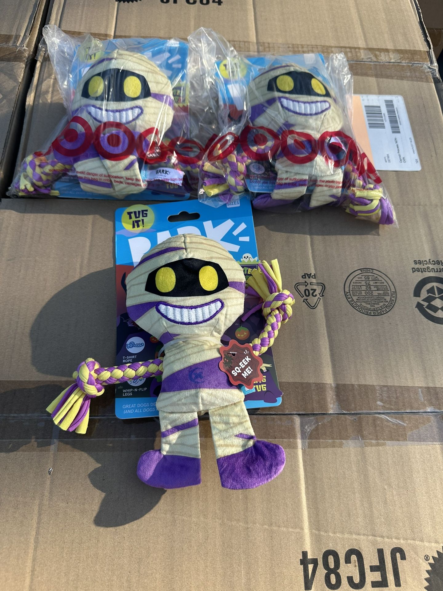 BARK Halloween King Tug Mummy Dog Plush Toy