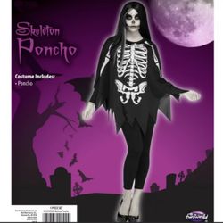 Skeleton Costume Poncho NWT - One Size Fits Most