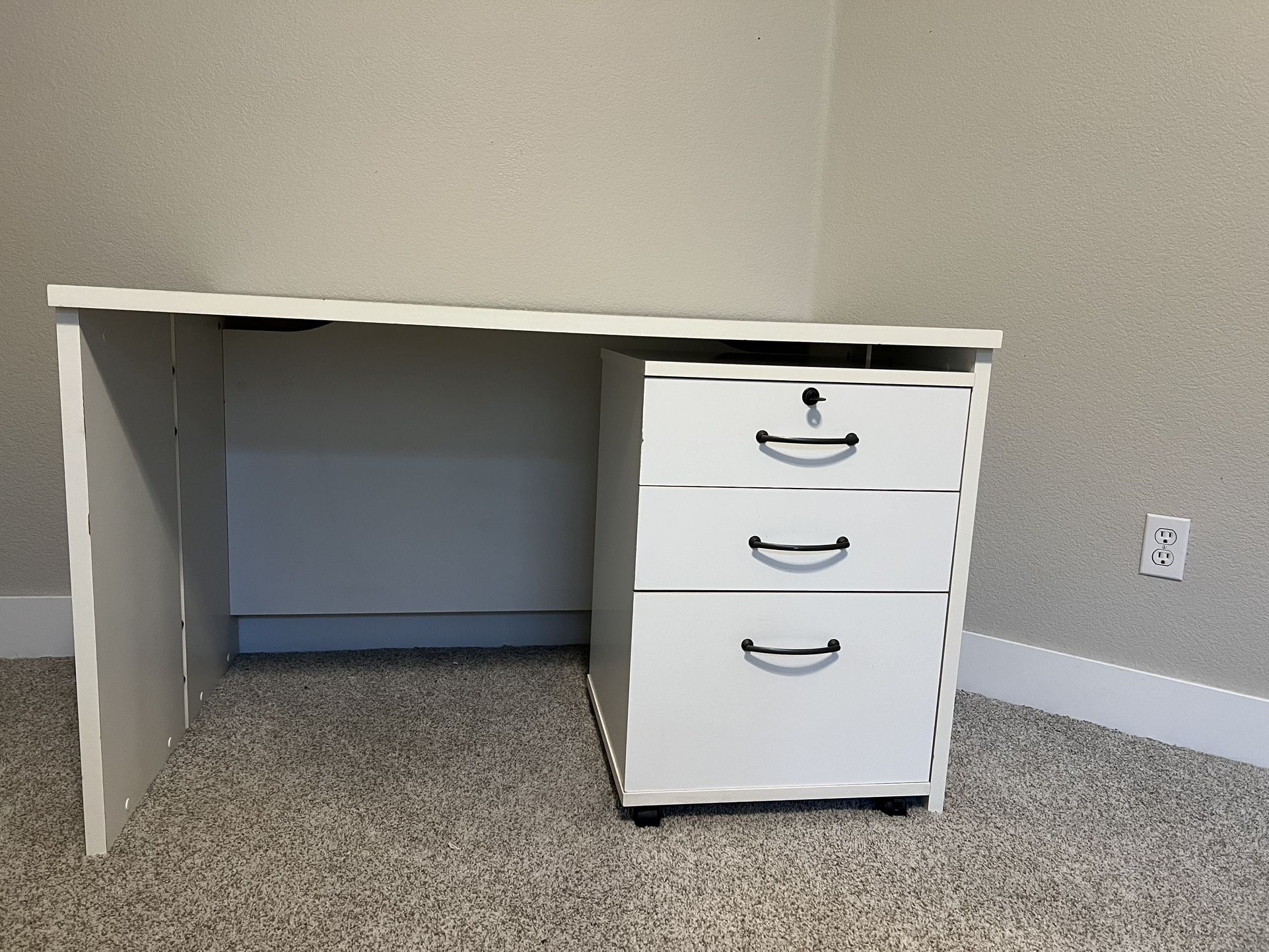 White Desk With 3 Drawers