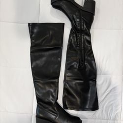 Leather Thigh Knee Boots Size 8 