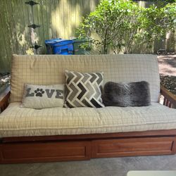 Hard rock maple Futon With Memory Foam Cushion